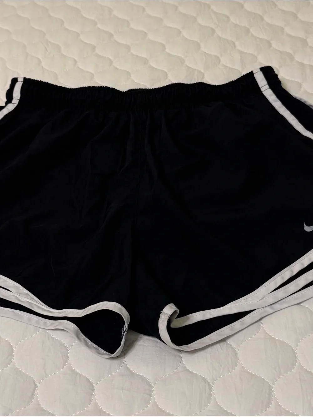 Nike Women’s Black Tempo Shorts with White Piping